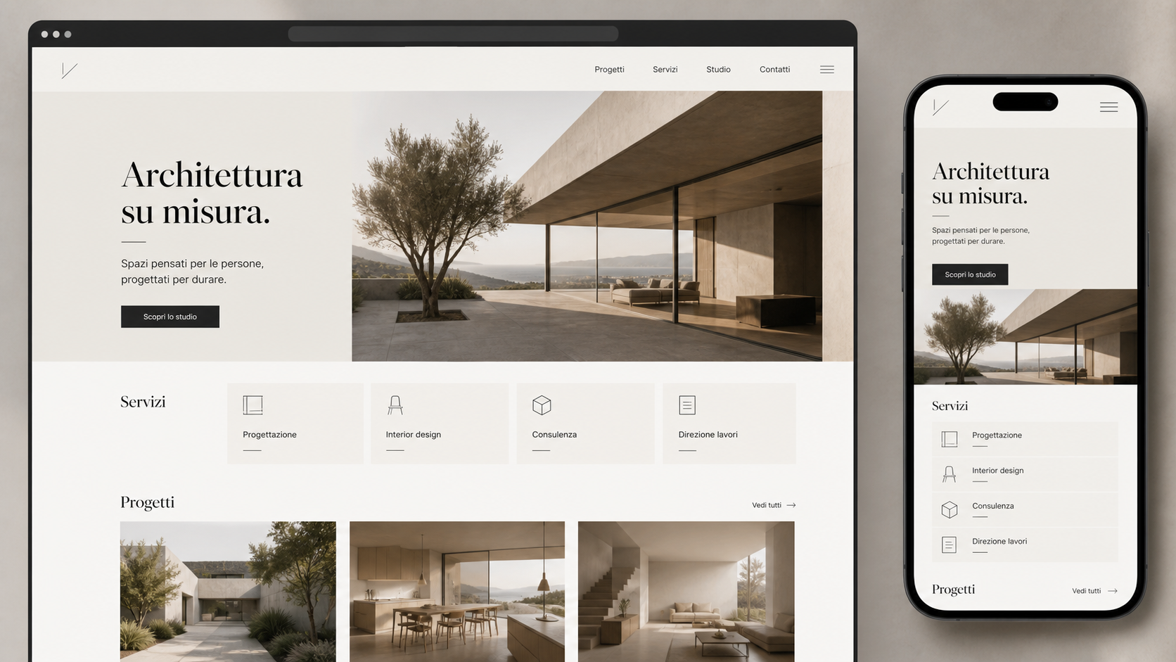 Esempio di sito web per uno studio di architettura
